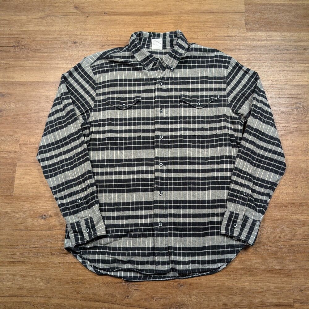 VTG Nike SB Plaid Flannel Shirt Mens Large Gray Skateboarding Skate Grunge
